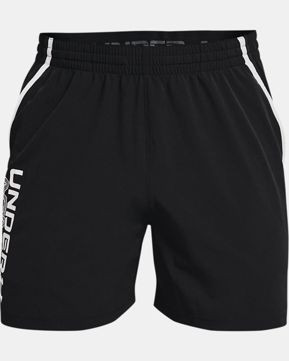 Men's UA Qualifier 5" Wordmark Shorts, Black, pdpMainDesktop image number 4